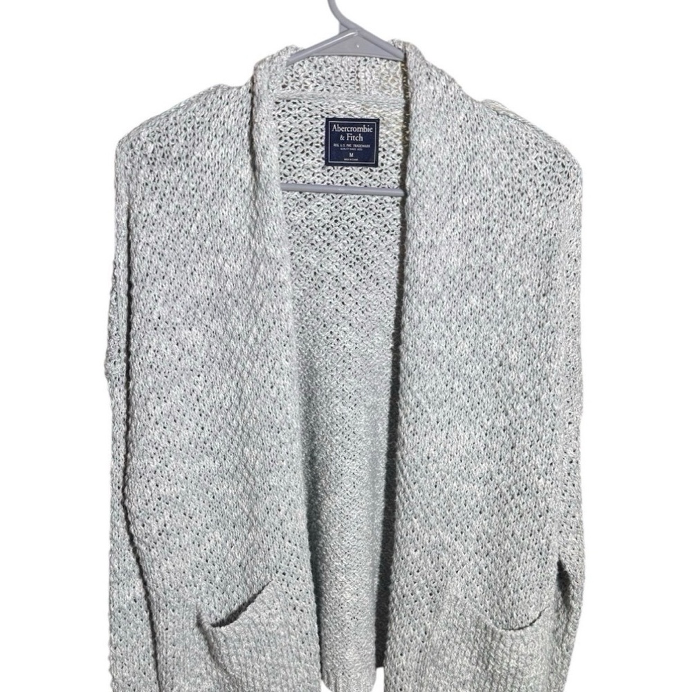 Abercrombie & Fitch Cropped Open Front Chunky Knit Cardigan Gray Women’s M